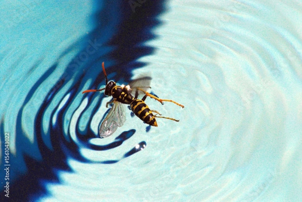 Obraz INSECTS- Close Up of Colorful Wasp Floating in a Pond