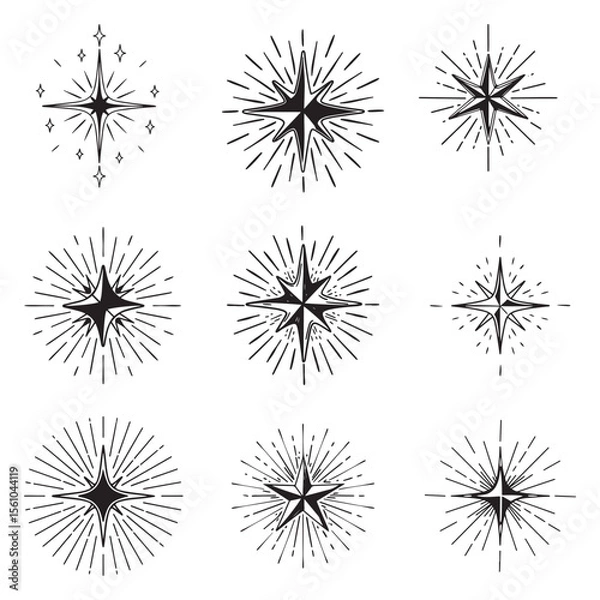 Fototapeta starburst icon with sparkles. simple shining star symbol. vector