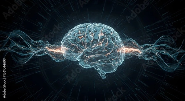 Obraz Human Brain Neural Pathways and Cognitive Function Visualization