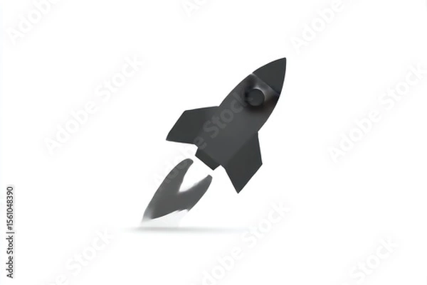 Fototapeta Gray rocket icon on white background