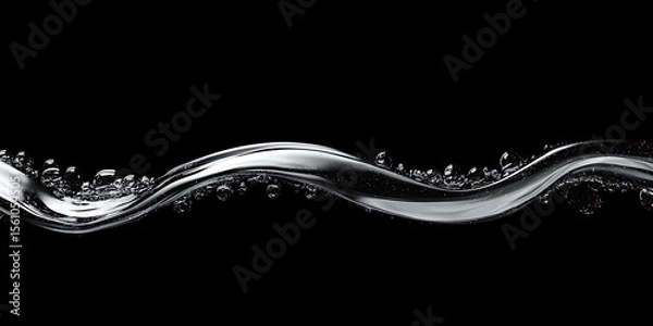 Fototapeta Water bubble on a black. Black surface with reflections, black water waves background, simple spaces use us contemporary background, graphic backdrop.


