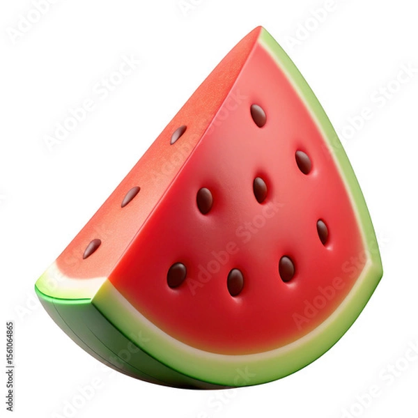 Fototapeta 3d watermelon slice with seeds isolated on transparent background
