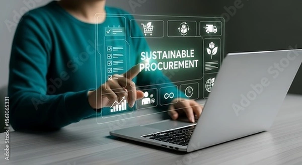 Obraz Sustainable Procurement Concept.Eco-Friendly Supply Chain Technology and Innovation concept,Sustainable Procurement Strategy for Businesses,Digital Business Procurement for Eco-Efficiency .