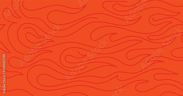Fototapeta Flames background, abstract doodle fire outline pattern