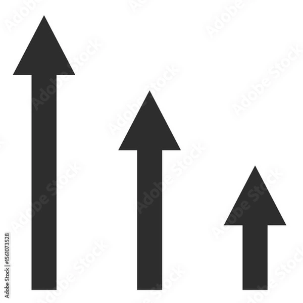Fototapeta 徐々に統計した数値が下降するグラフの矢印アイコン