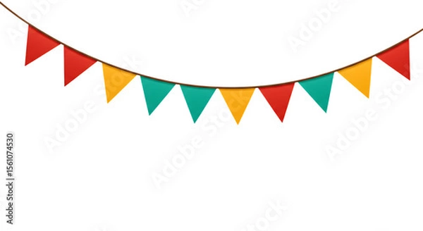 Obraz Colorful party bunting flags decoration isolated on white background