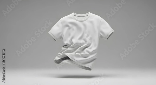 Obraz White T-shirt Floating in Neutral Gray Background