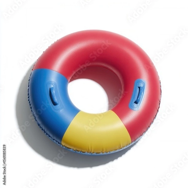 Fototapeta Colorful inflatable tube floating on white background