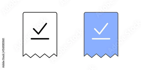 Fototapeta BNPL transaction receipt icon with receipt and checkmark, ideal for finance, payment confirmation, and purchase record illustrations.