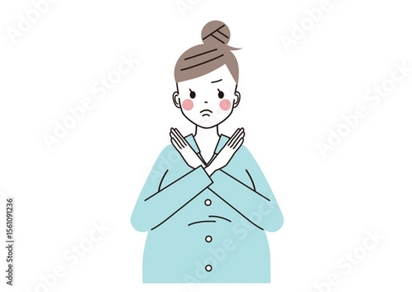 Obraz ダメのポーズをしている妊婦さんのイラスト（上半身）