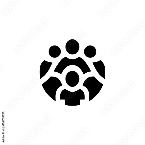 Fototapeta People in circular group icon representing teamwork, collaboration, and community engagement