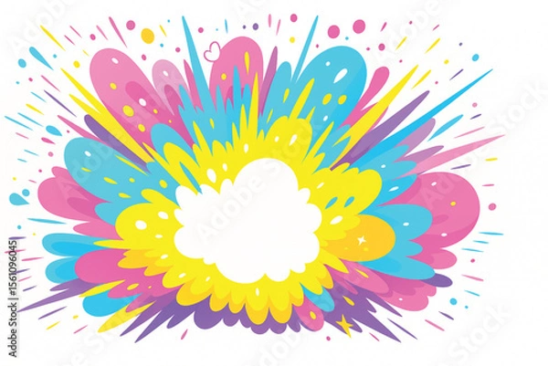 Obraz Colorful Comic Style Explosion Background with Blank Cloud Center