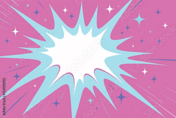 Obraz Retro Comic Style Burst with Blank Center on Pink Background