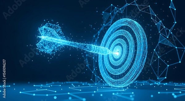 Obraz Arrow hits target, digital network, achieving goals