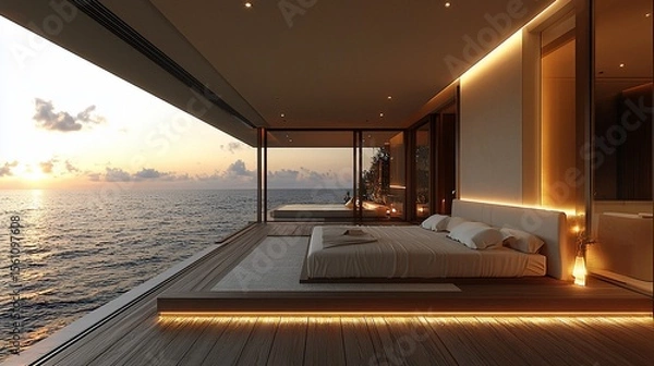 Obraz Luxurious oceanfront bedroom