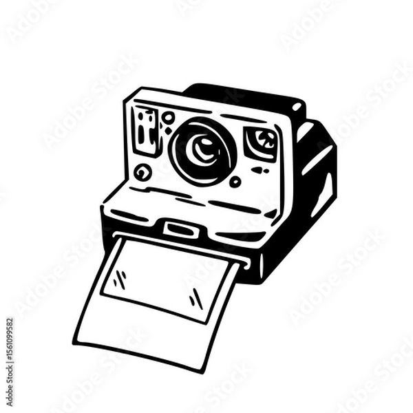 Fototapeta old school instant print camera - nostalgic photography device clipart