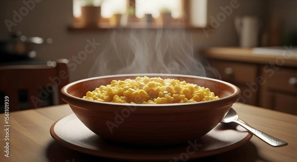 Obraz Cooked millet served in red bowl