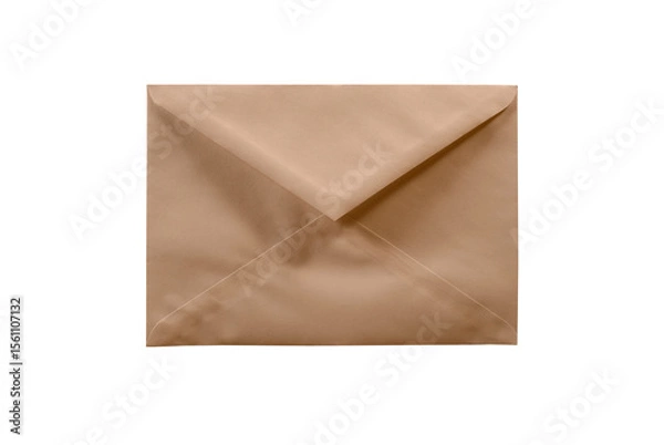Fototapeta Brown craft Paper Envelope on White Isolated Background Simple Design. File with Clipping Path