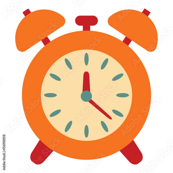 Fototapeta Vector illustration of a classic alarm clock in flat style. Perfect for time, schedule, morning, deadline, school, and productivity concepts. Isolated on white background for easy use.