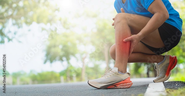 Fototapeta Runner Suffering from Shin Splints Outdoor Exercise