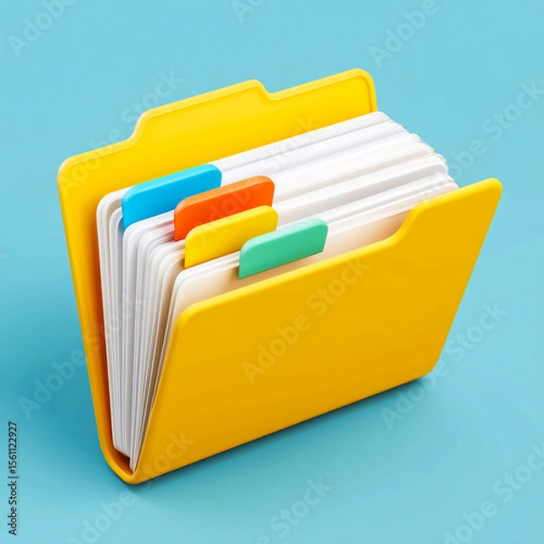 Obraz Minimalist documentation folder with color-coded tabs