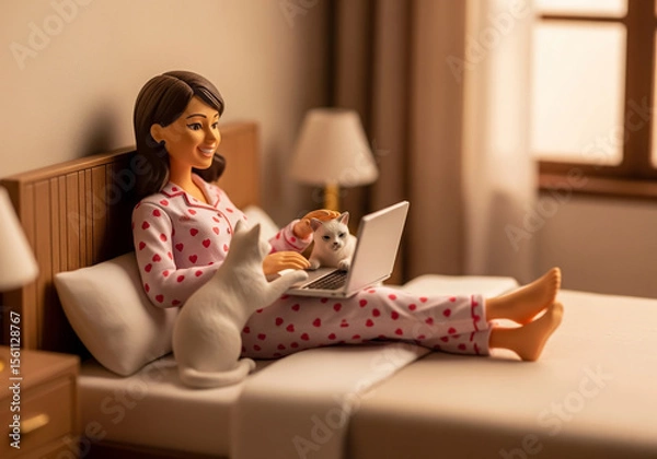 Obraz Work from home, The funny co-worker