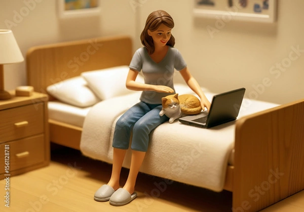 Obraz Work from home, The funny co-worker