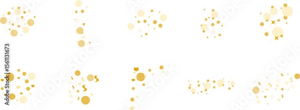 Fototapeta Golden swirl and bokeh confetti scatter, ideal for celebration and festive backgrounds.