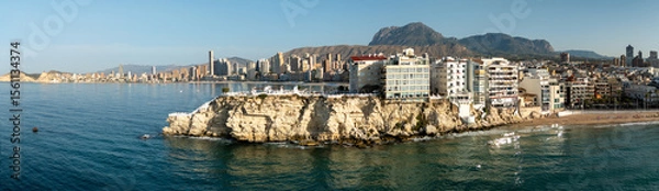 Fototapeta Aerial panorama at Benidorm on a sunny summer day!