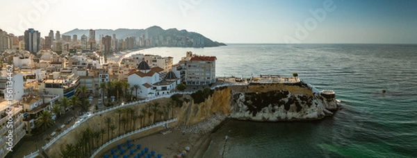 Fototapeta Aerial panorama at Benidorm on a sunny summer day!