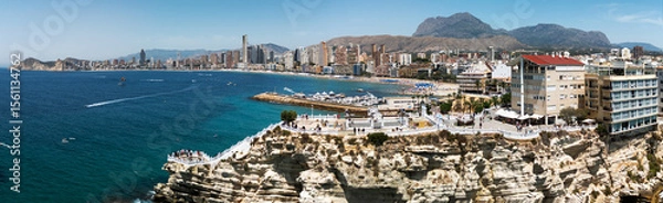 Fototapeta Aerial panorama at Benidorm on a sunny summer day!