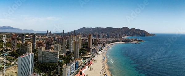 Fototapeta Aerial panorama at Benidorm on a sunny summer day!