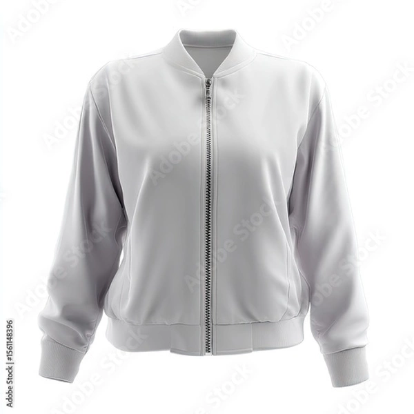 Fototapeta Stylish Gray Bomber Jacket on White Background for Fashion Display