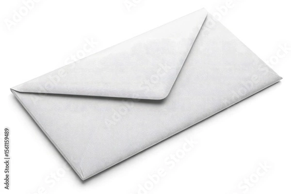 Fototapeta A pristine white textured envelope presented at an angle on a clean white background