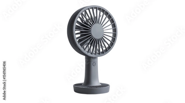 Fototapeta • A portable solar-powered fan with a sleek, compact design, isolated on white background in HD 