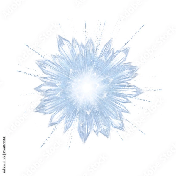 Obraz Radiant ice-crystal shaped energy explosion with glowing shards and sharp spikes, perfect for magical, sci-fi, or winter blast effects – PNG Transparent Background.