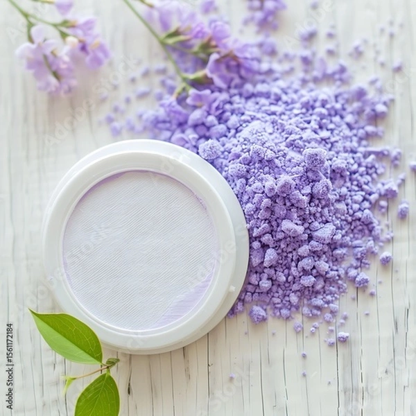 Obraz Gentle lilac powder with delicate blossoms evoking serenity and cosmetic elegance suitable for