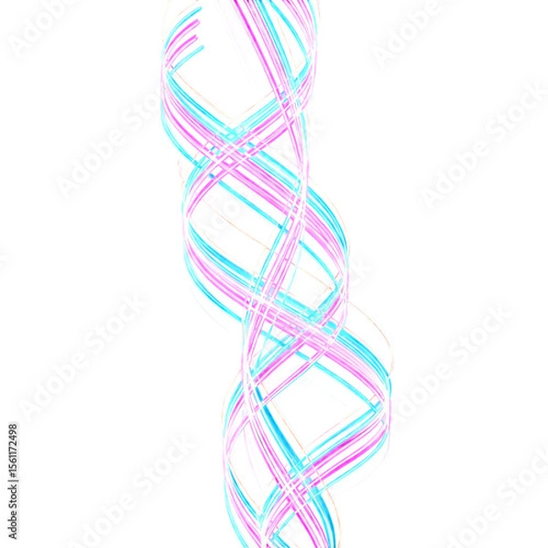 Obraz Neon DNA double helix glowing with vibrant hues, ideal for futuristic, science, or technology visuals – PNG Transparent Background.