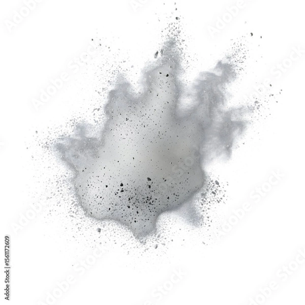 Obraz Soft gray smoke cloud with diffused edges, great for ambient or dreamy scenes – PNG Transparent Background.