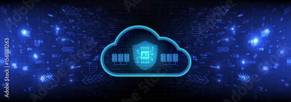 Obraz AI solution, cloud storage technology, big data background concept.