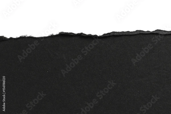 Fototapeta torn black pages with uneven texture edges. set of ripped black paper sheets png isolated on transparent background. document or newspaper mockup.