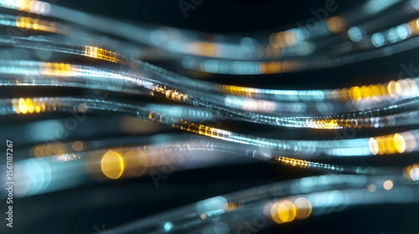 Fototapeta Dynamic streams of light representing data flow in a futuristic network or fiber optic connection