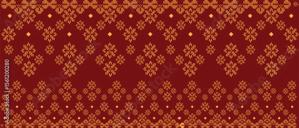 Obraz Traditional "Songket" textile pattern featuring intricate geometric and floral motifs
