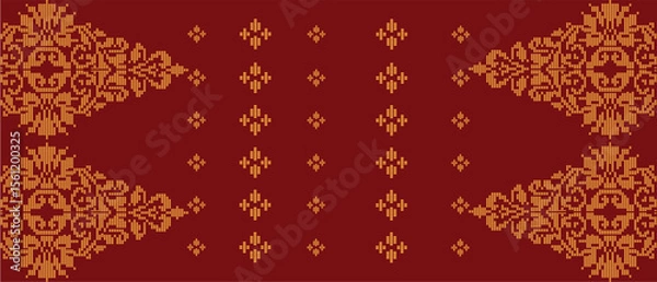 Obraz Traditional "Songket" textile pattern featuring intricate geometric and floral motifs