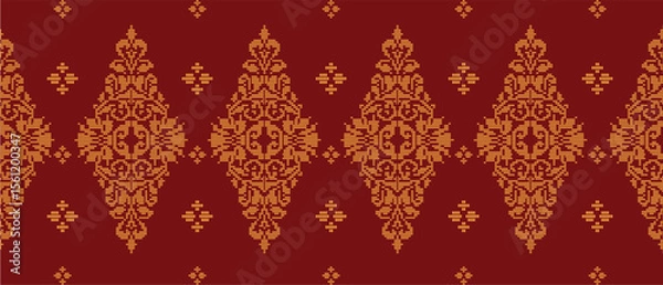 Obraz Traditional "Songket" textile pattern featuring intricate geometric and floral motifs