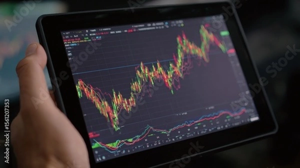Fototapeta Stock Market Trends on a Tablet
