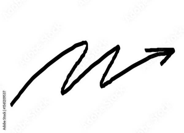 Fototapeta Emphasis arrow vector icon. Design doodle arrow grunge line. Vector twist zigzag curve wave.