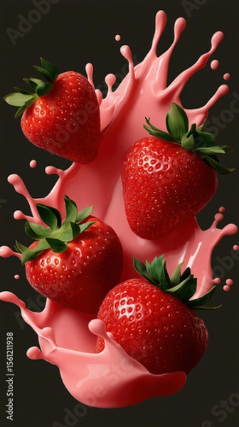 Obraz Strawberry Smoothie created with Generative AI Technology, ai, generative