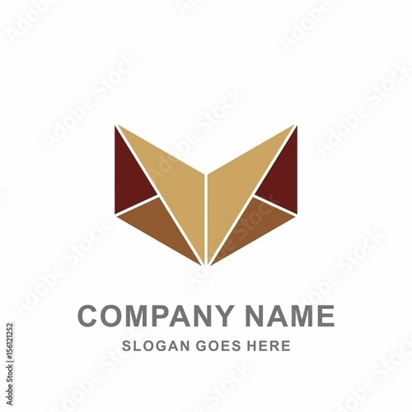 Fototapeta 3D Geometric Triangle Hexagon Box Arrow Architecture Interior Construction Business Company Stock Vector Logo Design Template