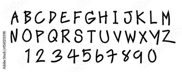 Fototapeta A-Z vector alphabet, hand written with a brush design, letters isolated on white background	